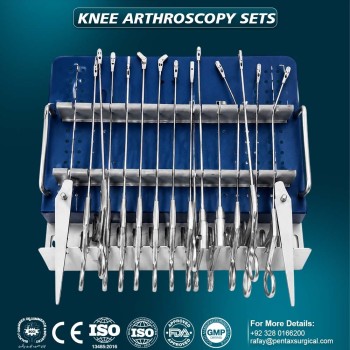 Knee Arthroscopy Instrument Kit Professional Orthopedic Arthroscopy Surgical Set with Sterilization Case | German Stainless Steel | Pentax Surgical