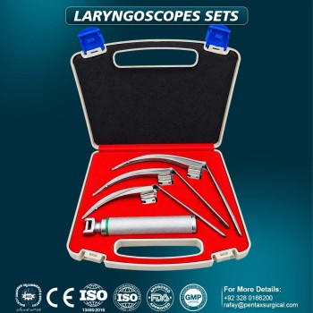 McCoy Flexi Tip Fiber Optic LED Laryngoscope Set Blades #2 #3 #4 with Medium Handle | Pentax Surgical