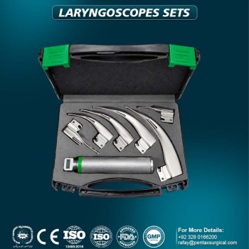 Fiber Optic MAC Laryngoscope Set 6 Blades 1 Handle & Premium Carry Case | Pentax Surgical