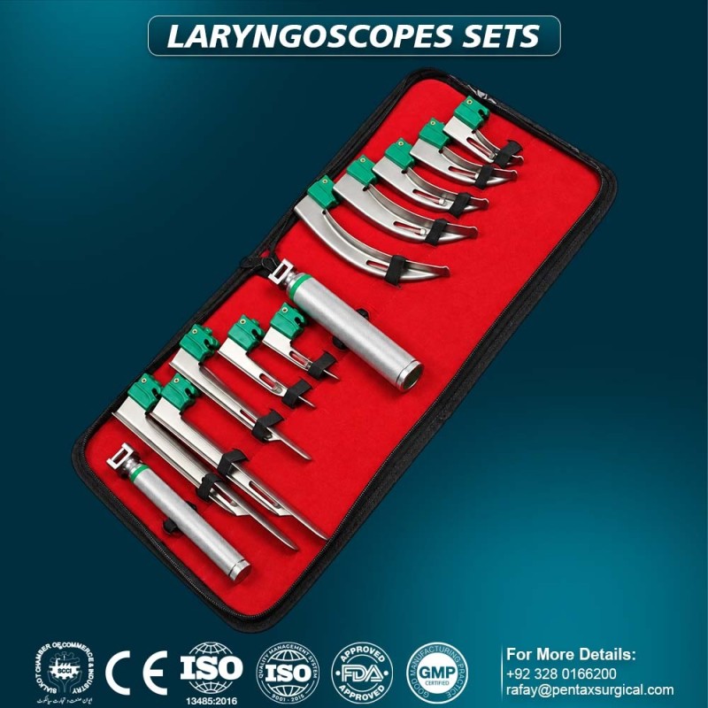 12 PCS Disposable Fiber Optic Macintosh & Miller Laryngoscope Intubation Kit | Pentax Surgical