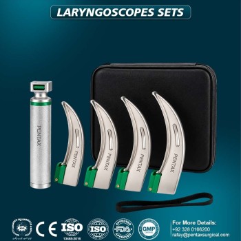 Fiber Optic Intubation MAC Laryngoscope Set of 5 Blades | Professional Macintosh Intubation Set | Pentax Surgical