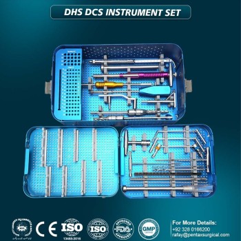 DHS DCS Instrument Set with Short Barrel Aluminium Prime Graphic Box  Orthopedic Surgical Instrument Kit  German Stainless Steel  Pentax Surgical